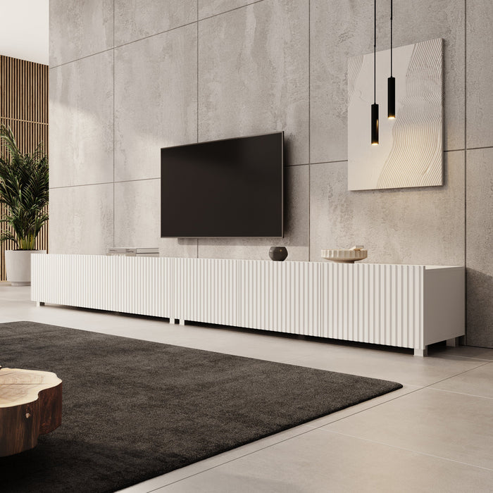 Meubella - TV-Meubel Kenderes - Wit - 300 cm