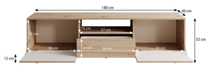 Meubella - TV-Meubel Fuzeta - Eiken - 180 cm