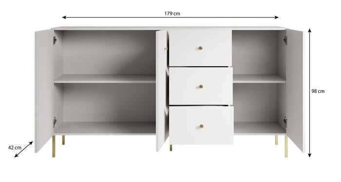 Meubella - Dressoir Vermont - Wit - 180 cm