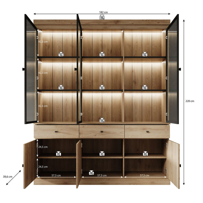 Meubella - Buffetkast Vince 2 - Eiken - 182 cm