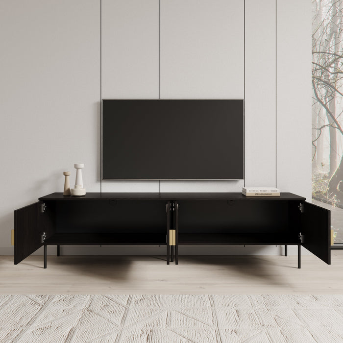 Meubella - TV-Meubel Monor - Zwart eiken - 200 cm