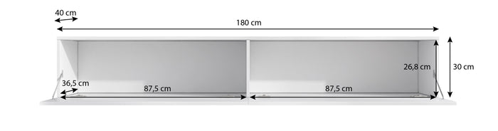 Meubella - TV-Meubel Flame XL - Mat Zwart - 180 cm