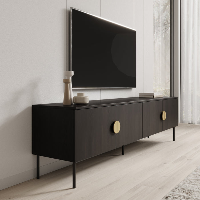 Meubella - TV-Meubel Monor - Zwart eiken - 200 cm