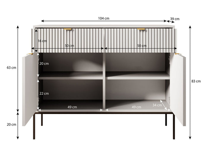 Meubella - Dressoir Navil - Zwart - 104 cm