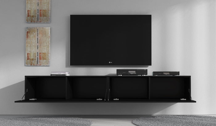 Meubella - TV-Meubel Flame - Mat Zwart - 200 cm