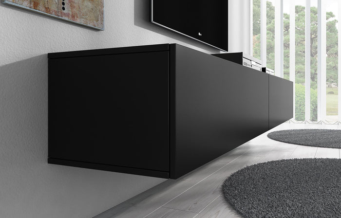 Meubella - TV-Meubel Flame - Mat Zwart - 200 cm