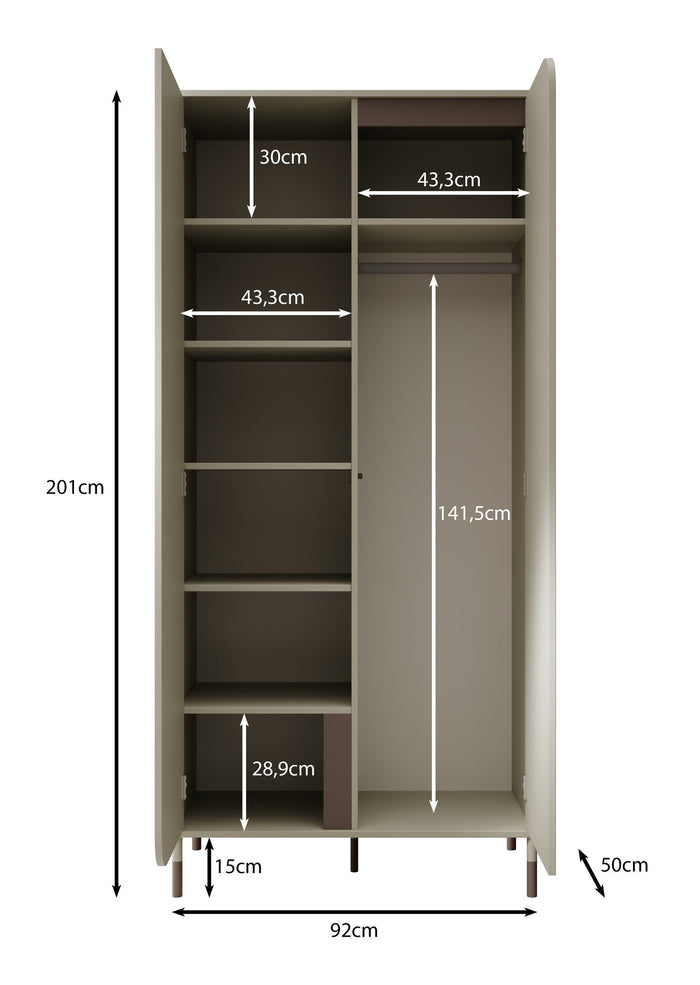 Meubella - Kinderkledingkast Hill - Beige - 92 cm