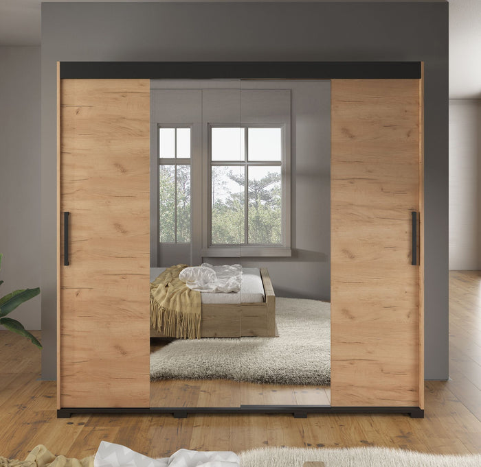 Meubella - Kledingkast Brazil - Eiken - 200 cm - Met spiegel