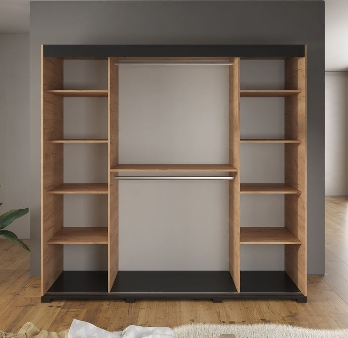 Meubella - Kledingkast Brazil - Eiken - 200 cm - Met spiegel