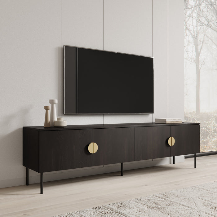 Meubella - TV-Meubel Monor - Zwart eiken - 200 cm