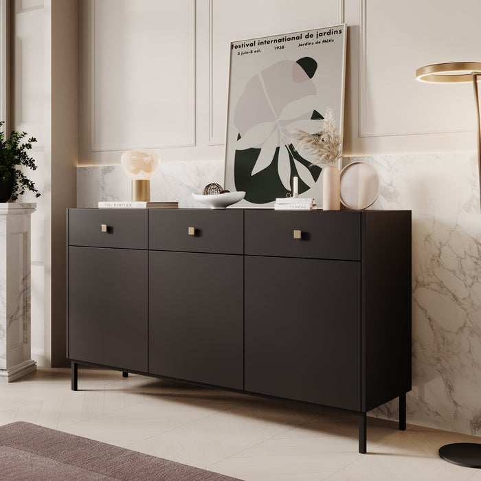 Meubella - Dressoir Norment - Zwart - 155 cm