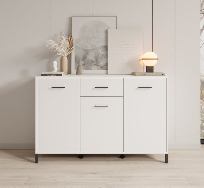Meubella - Dressoir Vidor - Wit - 138 cm - 1 lade