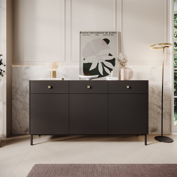 Meubella - Dressoir Norment - Zwart - 155 cm