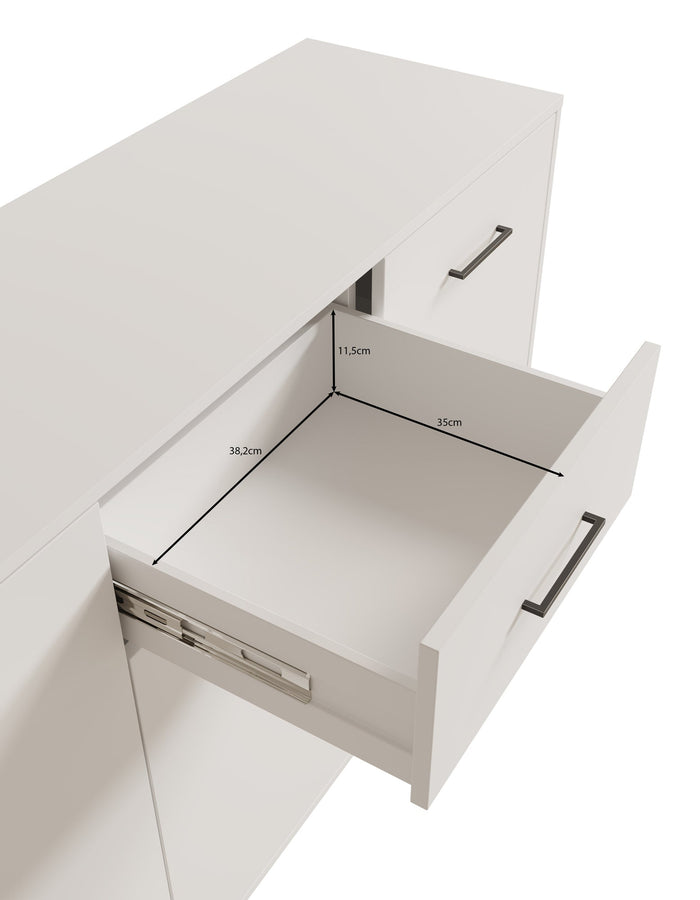 Meubella - Dressoir Vidor - Wit - 138 cm - 1 lade