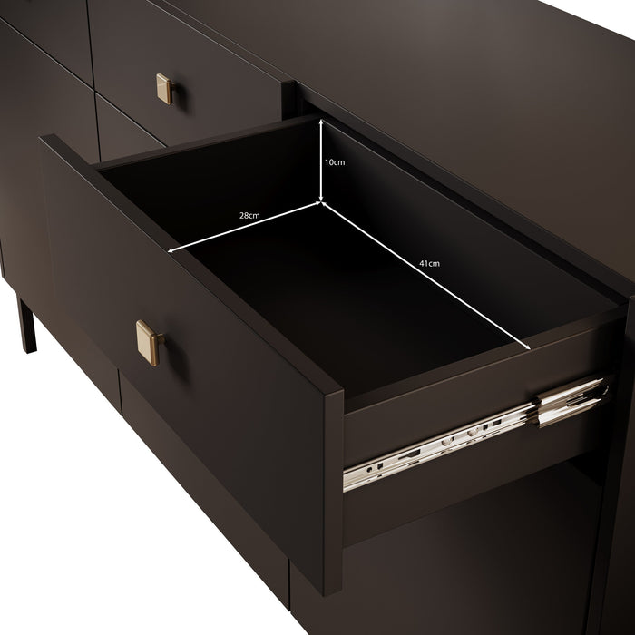 Meubella - Dressoir Norment - Zwart - 155 cm