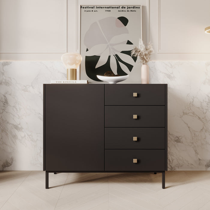 Meubella - Dressoir Norment - Zwart - 100 cm