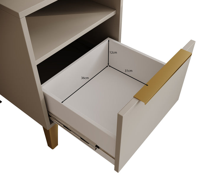 Meubella - Nachtkastje Xiano - Beige - 43 cm