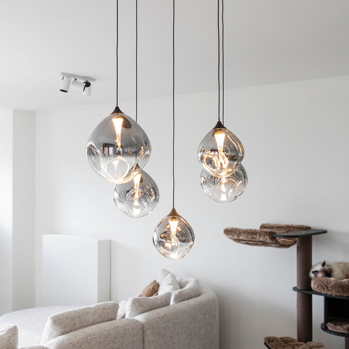 Atmooz Rosado Hanglamp - Ø55 x H170 cm - Organisch Grijs Glas