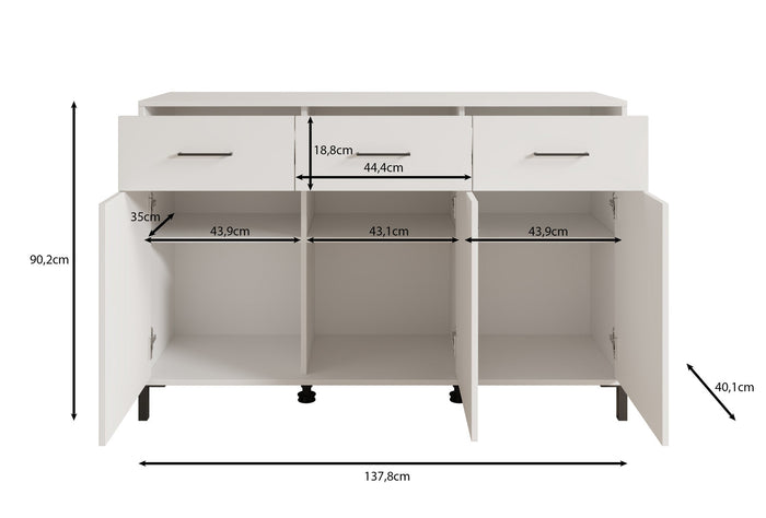 Meubella - Dressoir Vidor - Eiken - 138 cm - 3 lades