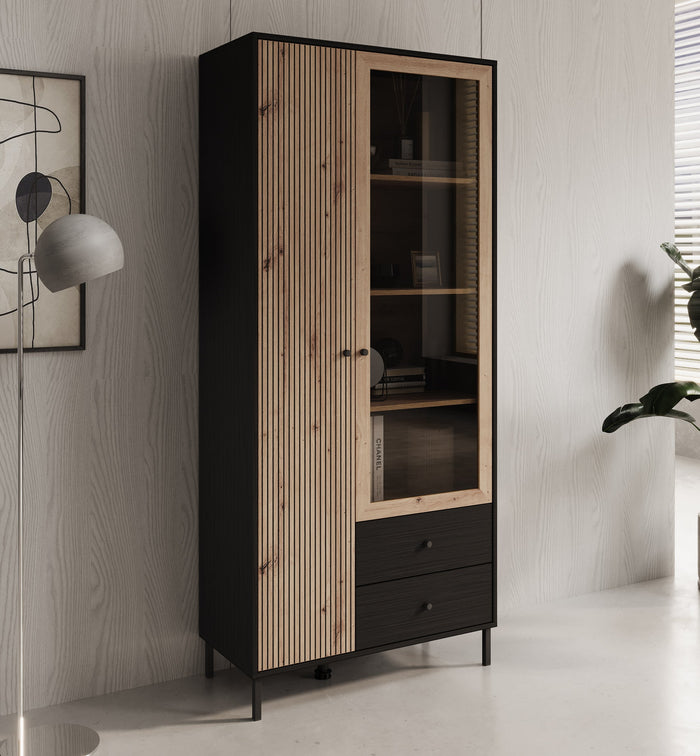 Meubella - Vitrinekast Charles 2 - Eiken - 87 cm