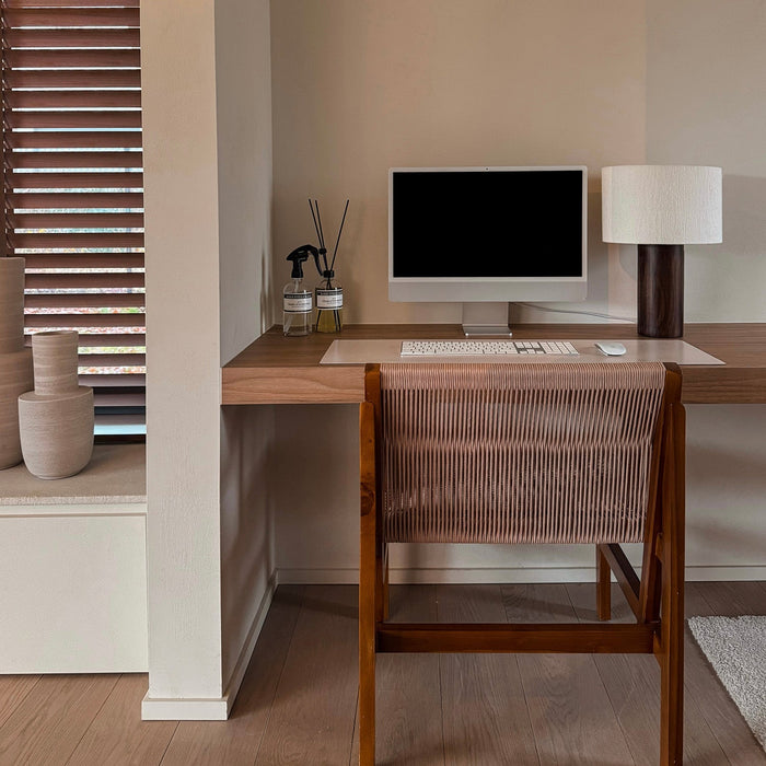 Atmooz Tafellamp Japura - Wit Katoen - Houten Basis - Max 40W - E27