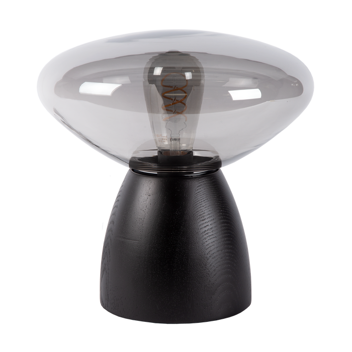 Atmooz Tafellamp Cannes - Zwart Eikenhout & Gerookt Glas - Ø 29 cm