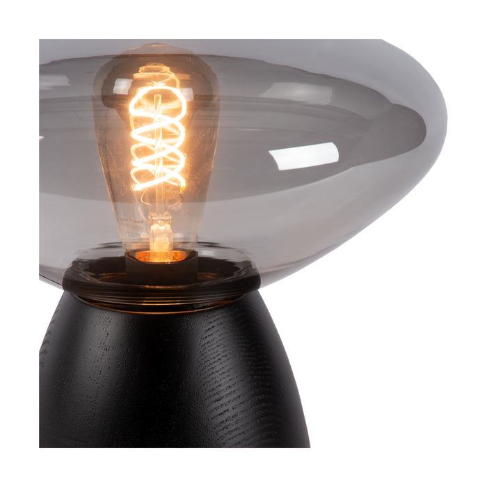 Atmooz Tafellamp Cannes - Zwart Eikenhout & Gerookt Glas - Ø 29 cm