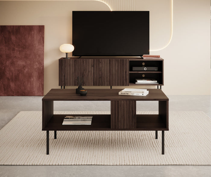 Meubella - Salontafel Tartagal - Donkerbruin eiken - 100 cm