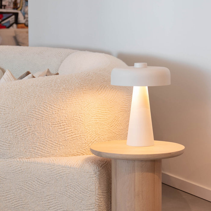 Atmooz Tafellamp Ocana - Wit en Goud - Ø 30 cm - Metaal - Paddenstoel