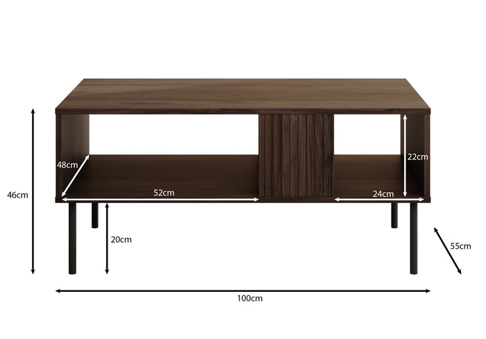 Meubella - Salontafel Tartagal - Donkerbruin eiken - 100 cm