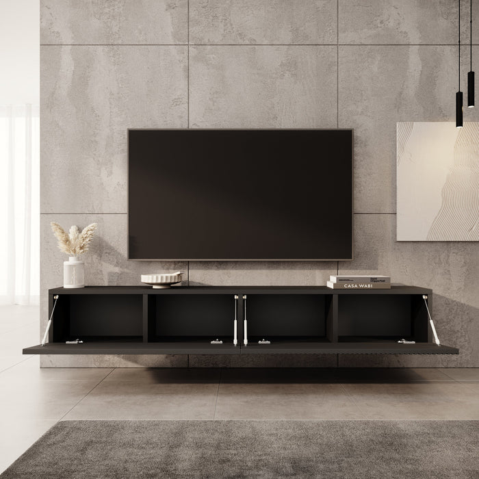 Meubella - TV-Meubel Caius - Zwart - 200 cm