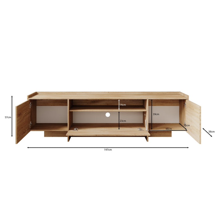Meubella - TV-Meubel Jaxon - Eiken - 197 cm
