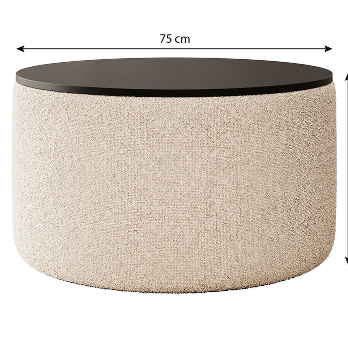 Meubella - Salontafel Marcio - Beige teddystof - Boucle - 75 cm