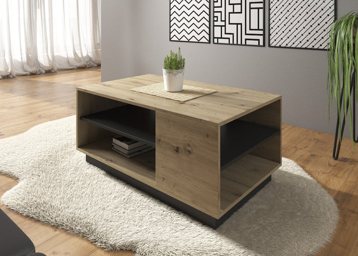 Meubella - Salontafel Ashley - Eiken - Grijs - 100 cm