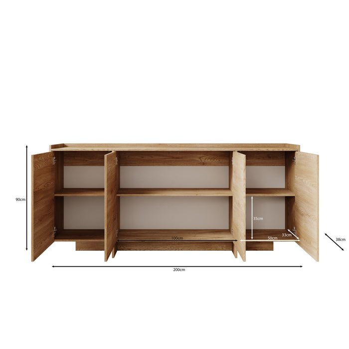 Meubella - Dressoir Jaxon - Eiken - 200 cm
