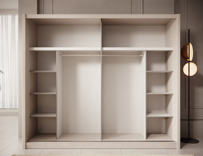 Meubella - Kledingkast Azul - Beige - 251 cm - Met spiegel