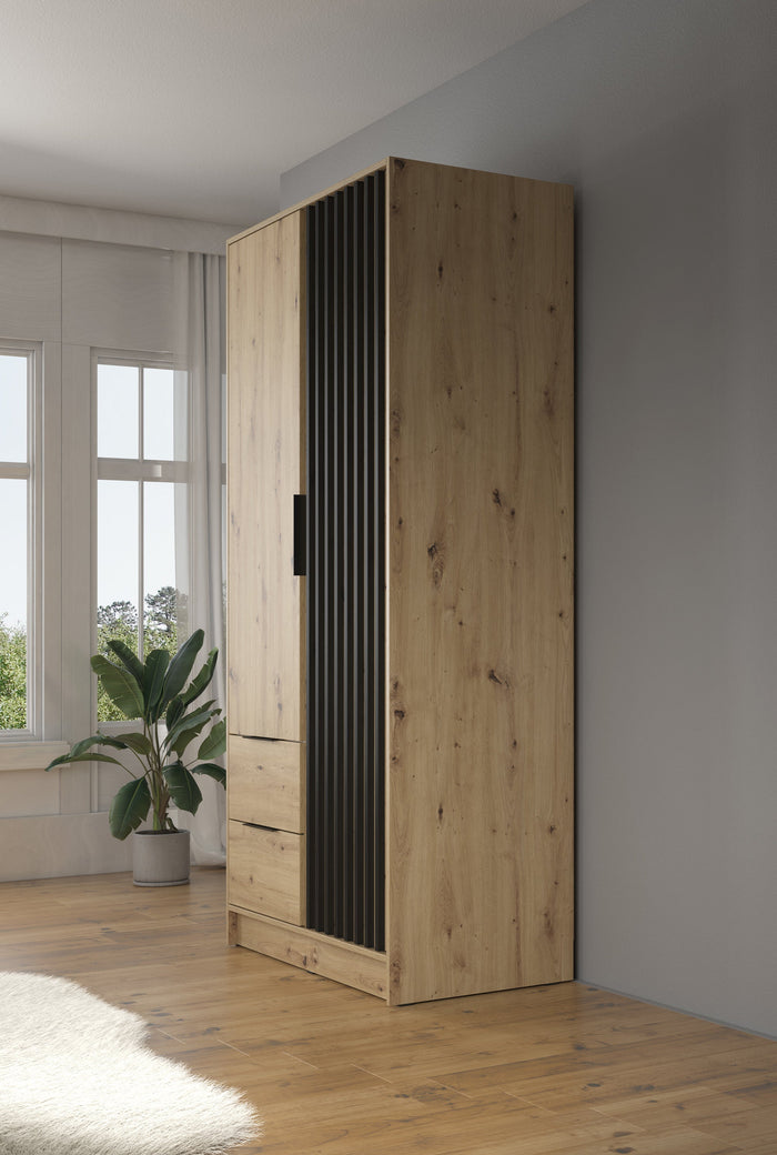 Meubella - Kledingkast Nairobi - Eiken - Zwart - 105 cm