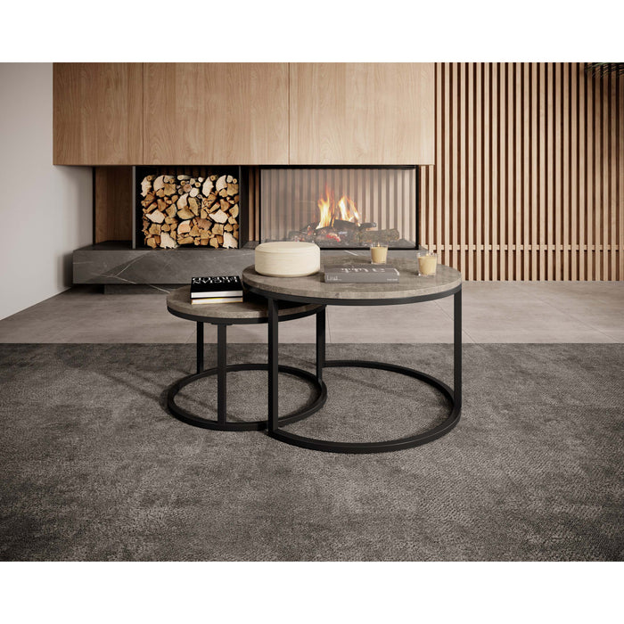 Meubella - Salontafel Rica - Zwart marmerlook - Set van 2