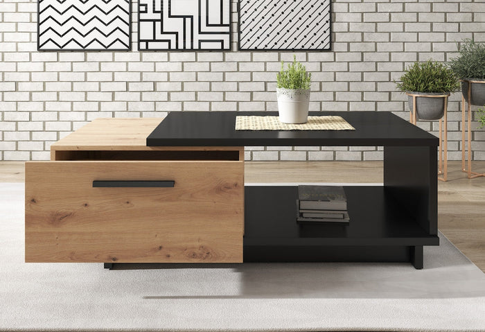 Meubella - Salontafel Incala - Eiken - Zwart - 120 cm