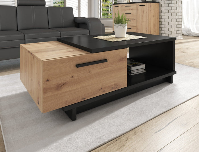 Meubella - Salontafel Incala - Eiken - Zwart - 120 cm