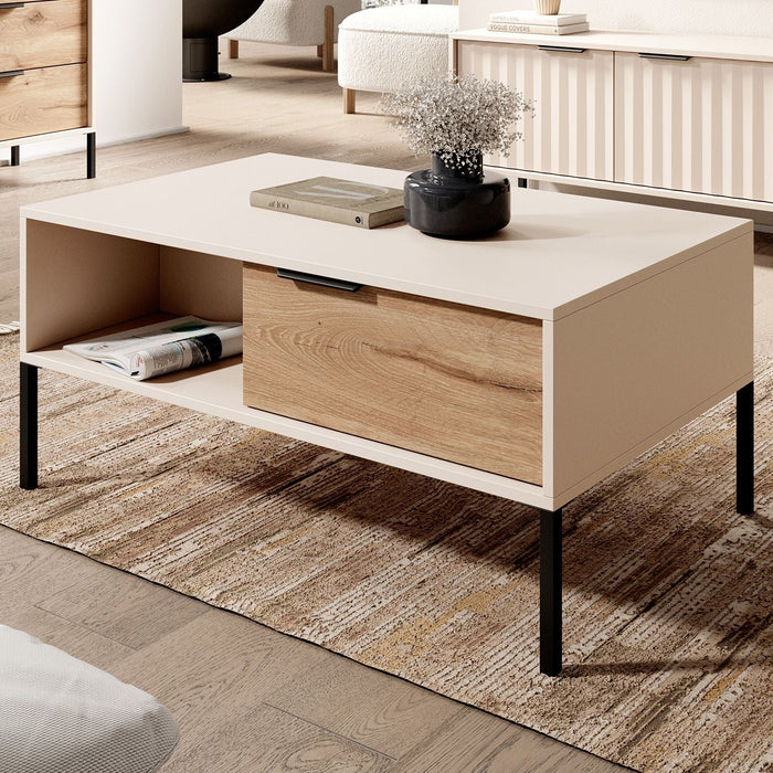 Meubella - Salontafel Ramirez - Beige - Eiken - 97 cm