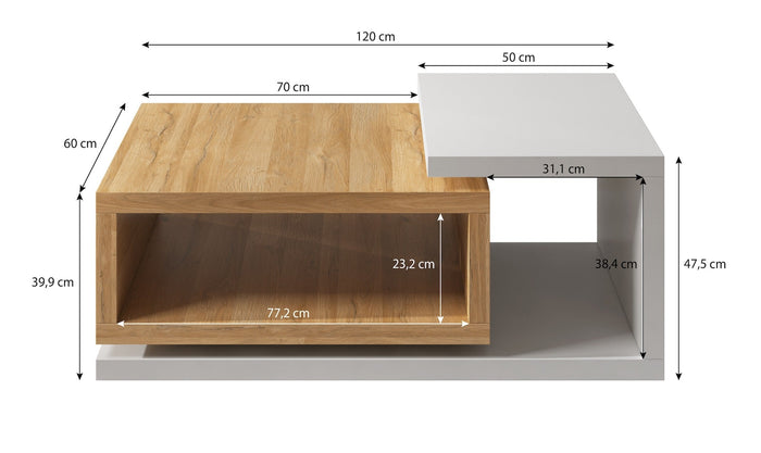 Meubella - Salontafel Bello - Beton - Wit - 120 cm