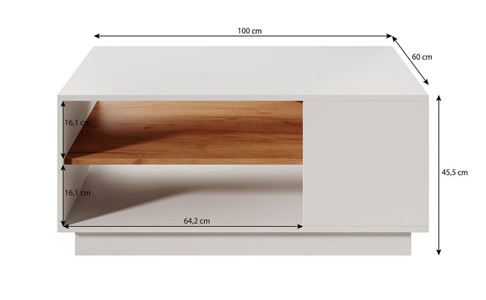 Meubella - Salontafel Three - Wit - Eiken - 100 cm
