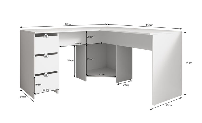 Meubella - Bureau Fuenta - Wit - 142 cm