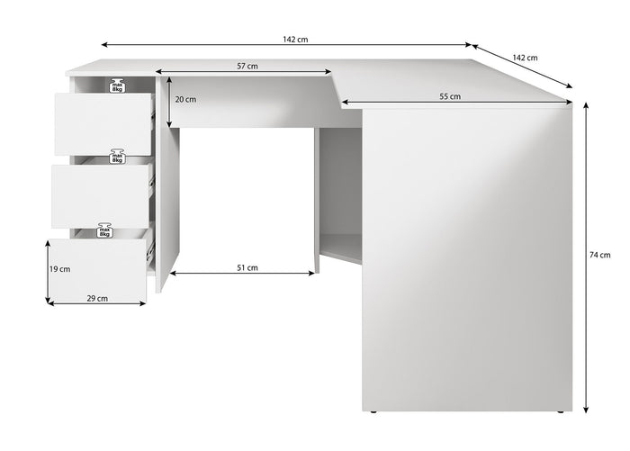Meubella - Bureau Fuenta - Wit - 142 cm