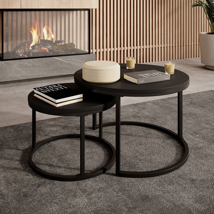 Meubella - Salontafel Ovalo - Mat zwart - set van 2