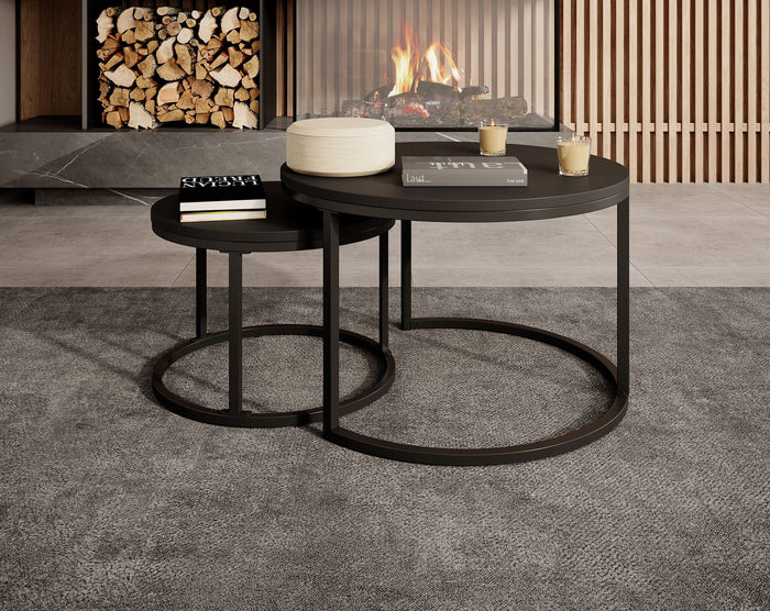 Meubella - Salontafel Ovalo - Mat zwart - set van 2