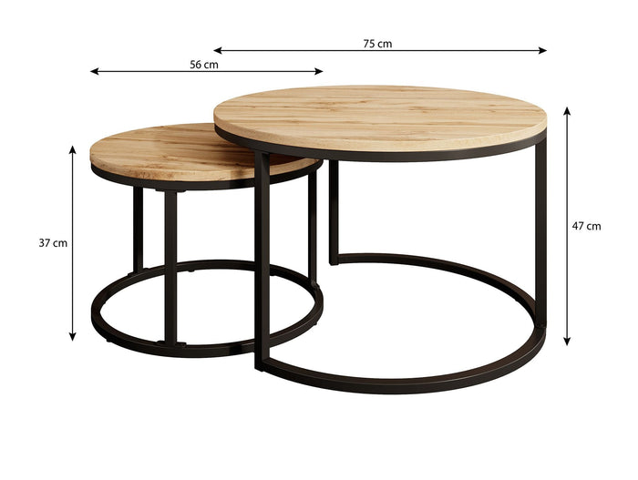 Meubella - Salontafel Ovalo - Mat zwart - set van 2