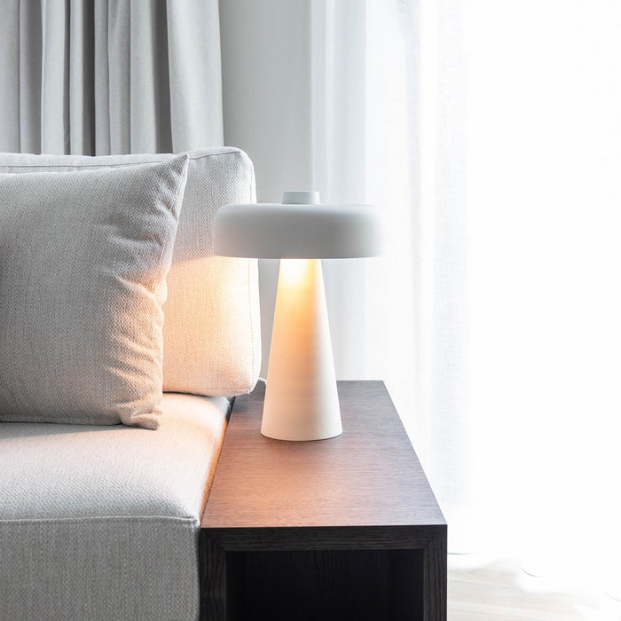 Atmooz Tafellamp Ocana - Wit en Goud - Ø 30 cm - Metaal - Paddenstoel