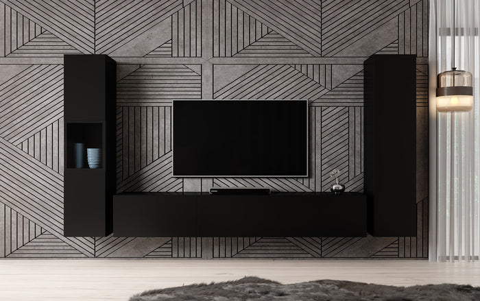 Meubella - Wandmeubel Bonzo 3 - Mat Zwart